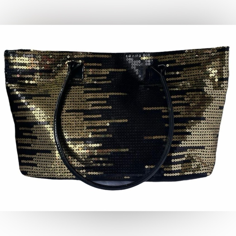 🆕 VENUS Black & Gold Sequined Tote Bag - Picture 2 of 7